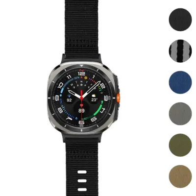 Pro Seatbelt Strap for Samsung Galaxy Watch Ultra, available in sizes L, M, S. Features a durable design and comes in multiple colors for a stylish look