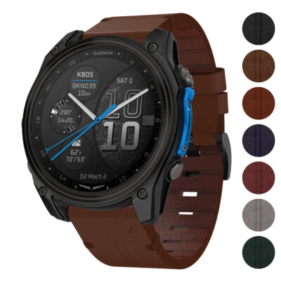 Vintage Italian leather strap designed for the Garmin D2 Mach 2 (51mm). Available in multiple sizes and colors, combining style and durability for your smartwatch