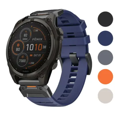 Elite FKM strap for Garmin Fenix 8 & 8 Pro, 47mm size. Features durable FKM material and available in multiple sizes (L, M, S) and colors for a stylish, comfortable fit