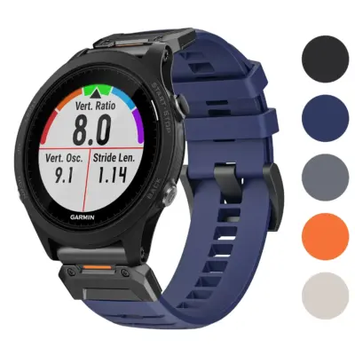 Elite FKM Strap for Garmin Forerunner 935 in blue, compatible with Forerunner 935 models. Available in sizes L, M, S, made from durable FKM material