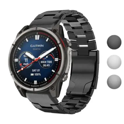 Vented Titanium Bracelet for Garmin Quatix 8, 47mm size. Sleek design with a durable finish, perfect for outdoor adventures and stylish everyday wear. Available in multiple sizes