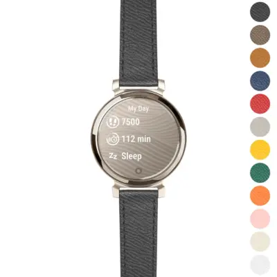 Classic textured leather strap for Garmin Lily 2, available in sizes L, M, and S. Stylish and durable, perfect for enhancing your smartwatch experience
