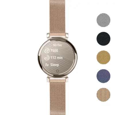 Pro Mesh Strap for Garmin Lily 2, featuring a stylish mesh design. Available in sizes L, M, and S, it enhances comfort and style for your smartwatch