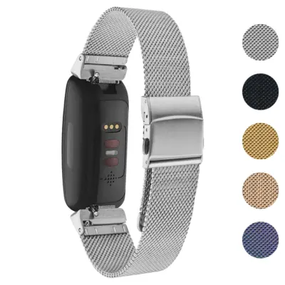 Pro Mesh Strap for Fitbit Inspire 3 featuring a durable mesh design. Compatible with Fitbit Inspire and Inspire 3. Available in sizes S, M, L and multiple colors