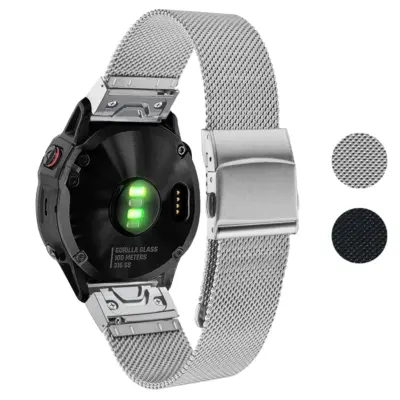 Pro Mesh Strap for Garmin Tactix 8, 47mm. Made of durable mesh, available in sizes S, M, L. Ideal for enhancing your smartwatch with a sleek, modern look