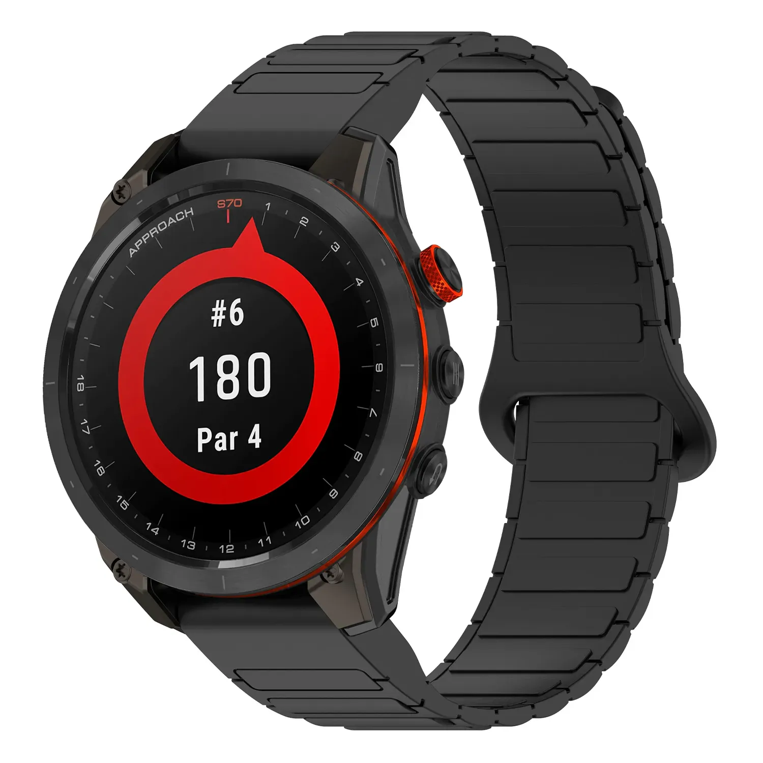 as70.g.r88.1 Main Black StrapsCo MagLoop Active Watch Band Strap for Garmin Approach S70 – 42mm