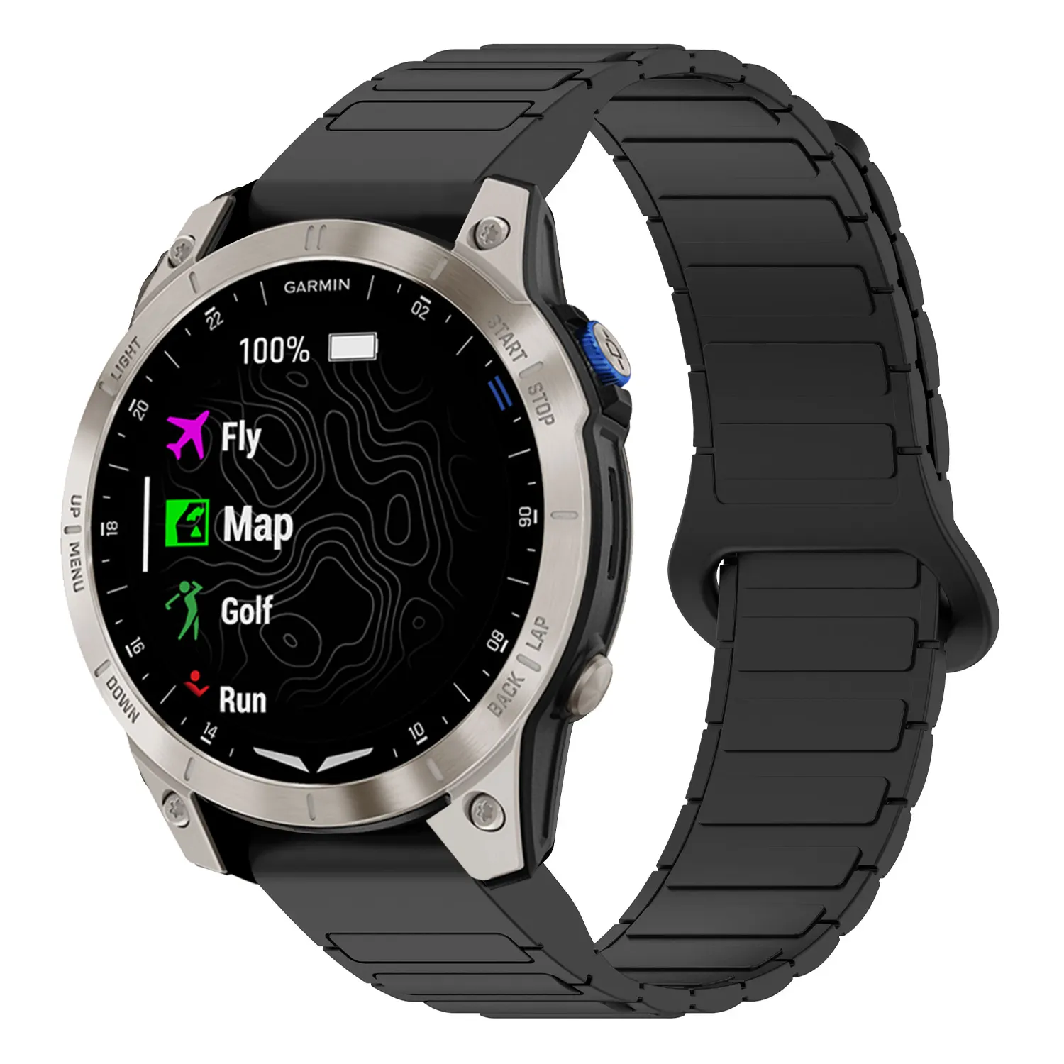 as70.g.r88.1 Main Black StrapsCo MagLoop Active Watch Band Strap for Garmin Approach S70 – 47mm