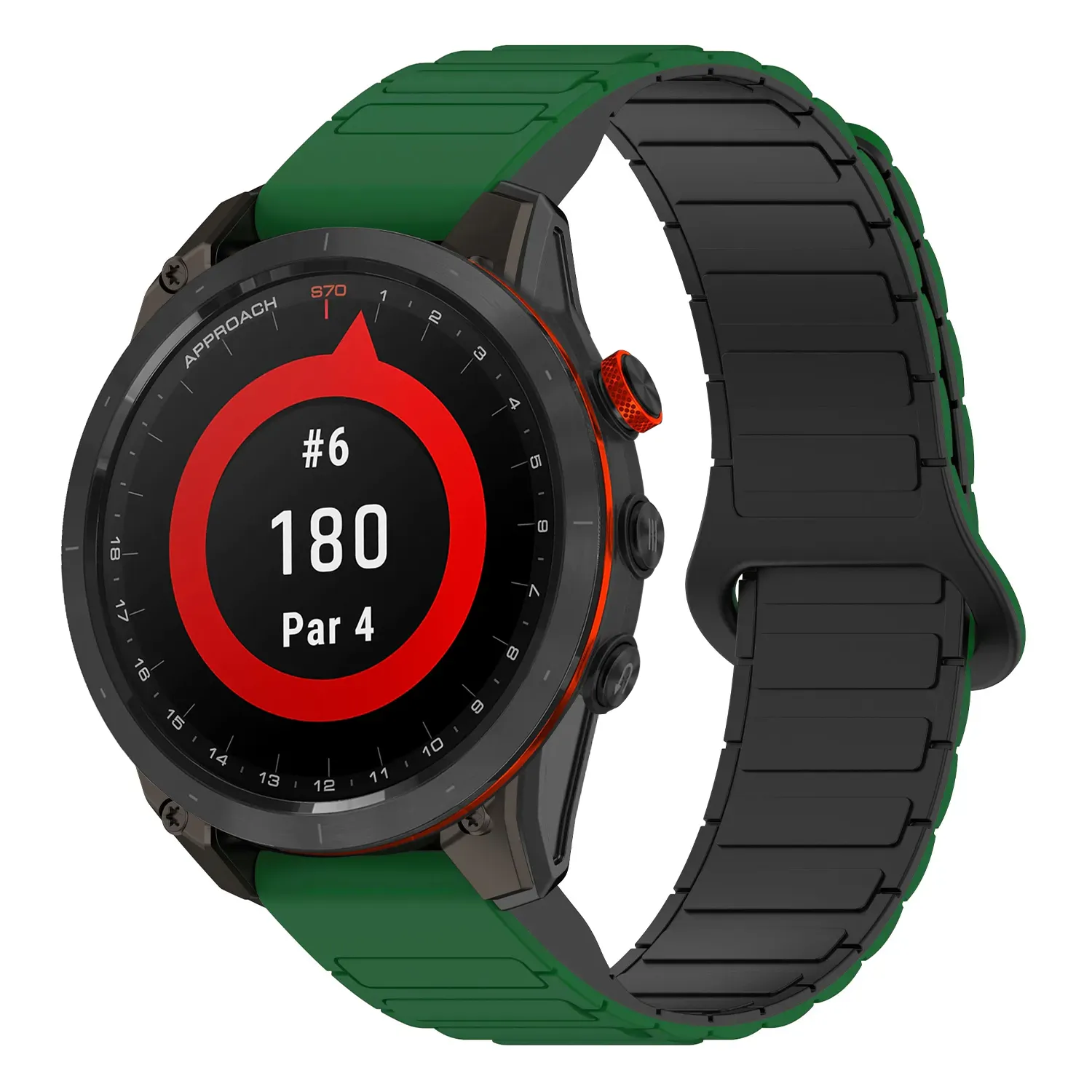 as70.g.r88.11.1 Main Green & Black StrapsCo MagLoop Active Watch Band Strap for Garmin Approach S70 – 42mm