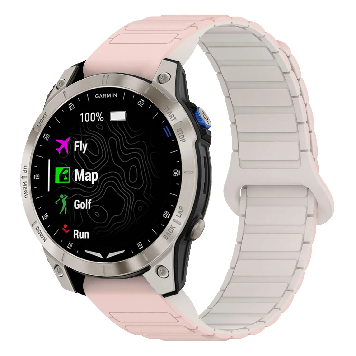 as70.g.r88.13.17 Main Pink & Beige StrapsCo MagLoop Active Watch Band Strap for Garmin Approach S70 – 47mm