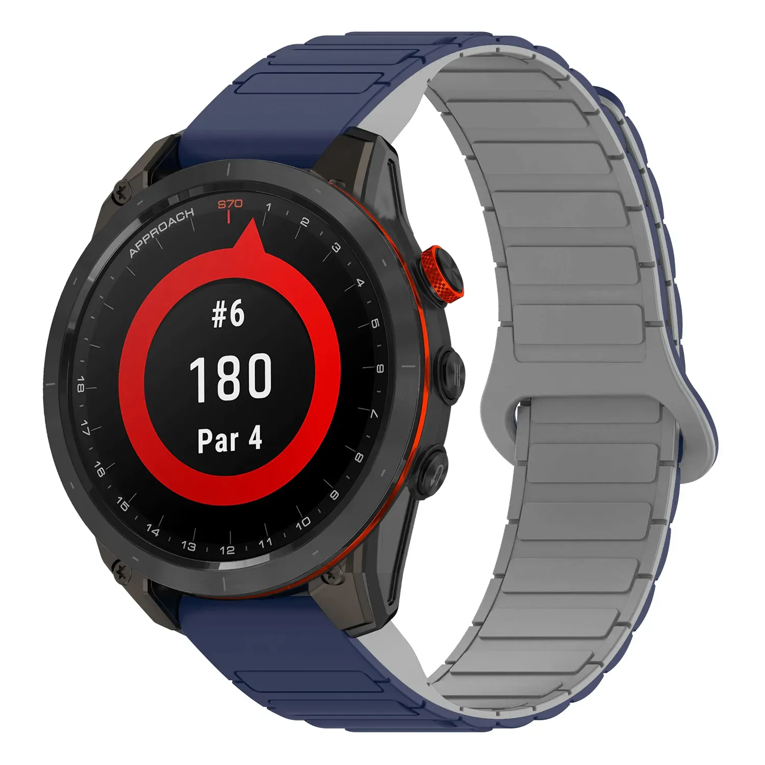 as70.g.r88.5.7 Main Midnight & Grey StrapsCo MagLoop Active Watch Band Strap for Garmin Approach S70 – 42mm