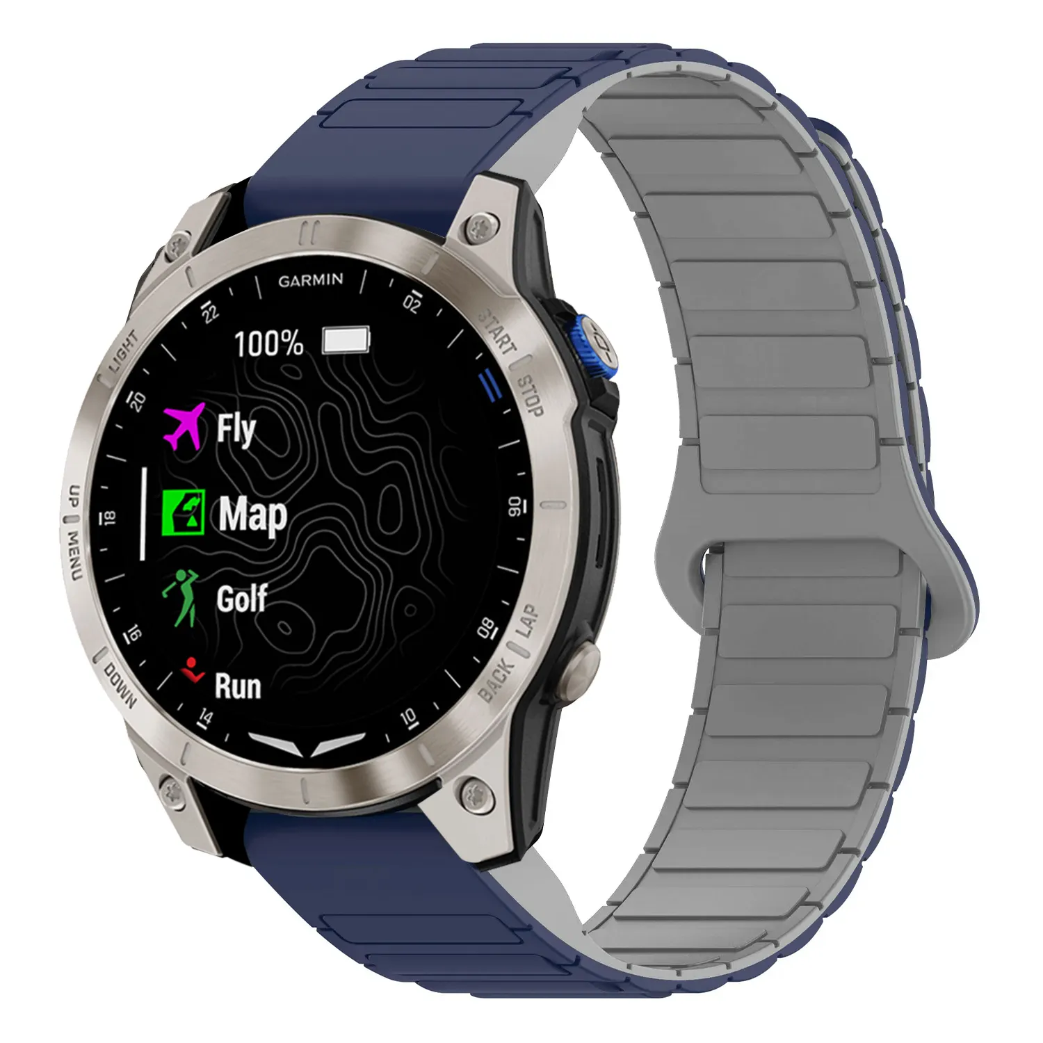 as70.g.r88.5.7 Main Midnight & Grey StrapsCo MagLoop Active Watch Band Strap for Garmin Approach S70 – 47mm