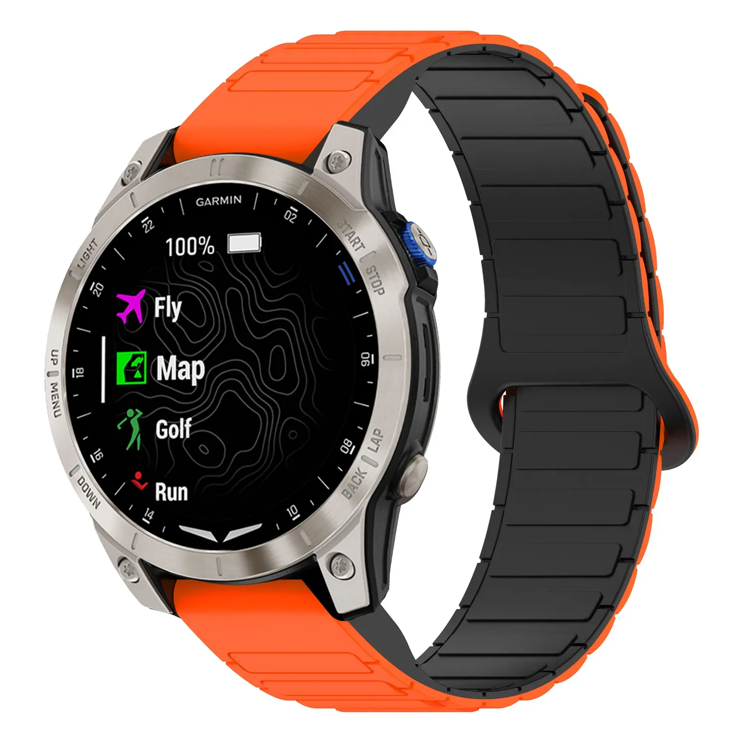 d2m2.g.r88.12.1 Main Orange & Black StrapsCo MagLoop Active Watch Band Strap for Garmin D2 Mach 2 – 51mm