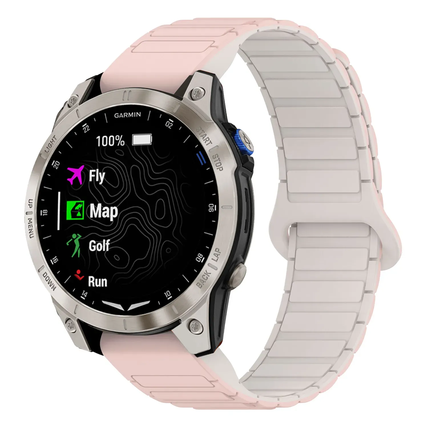d2m2.g.r88.13.17 Main Pink & Beige StrapsCo MagLoop Active Watch Band Strap for Garmin D2 Mach 2 – 47mm