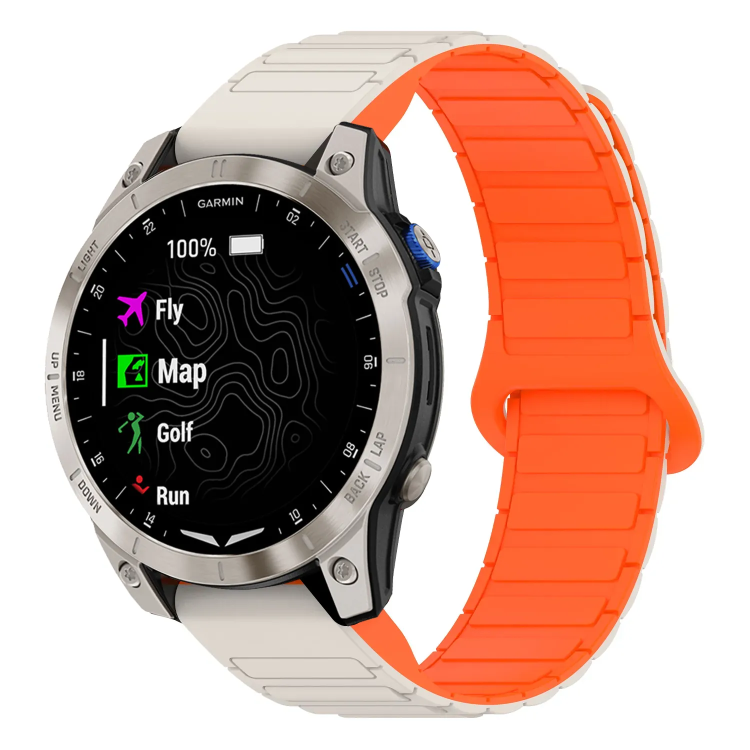 d2m2.g.r88.17.12 Main Beige & Orange StrapsCo MagLoop Active Watch Band Strap for Garmin D2 Mach 2 – 51mm
