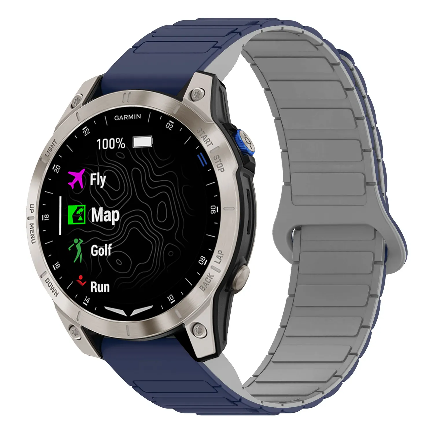 d2m2.g.r88.5.7 Main Midnight & Grey StrapsCo MagLoop Active Watch Band Strap for Garmin D2 Mach 2 – 51mm