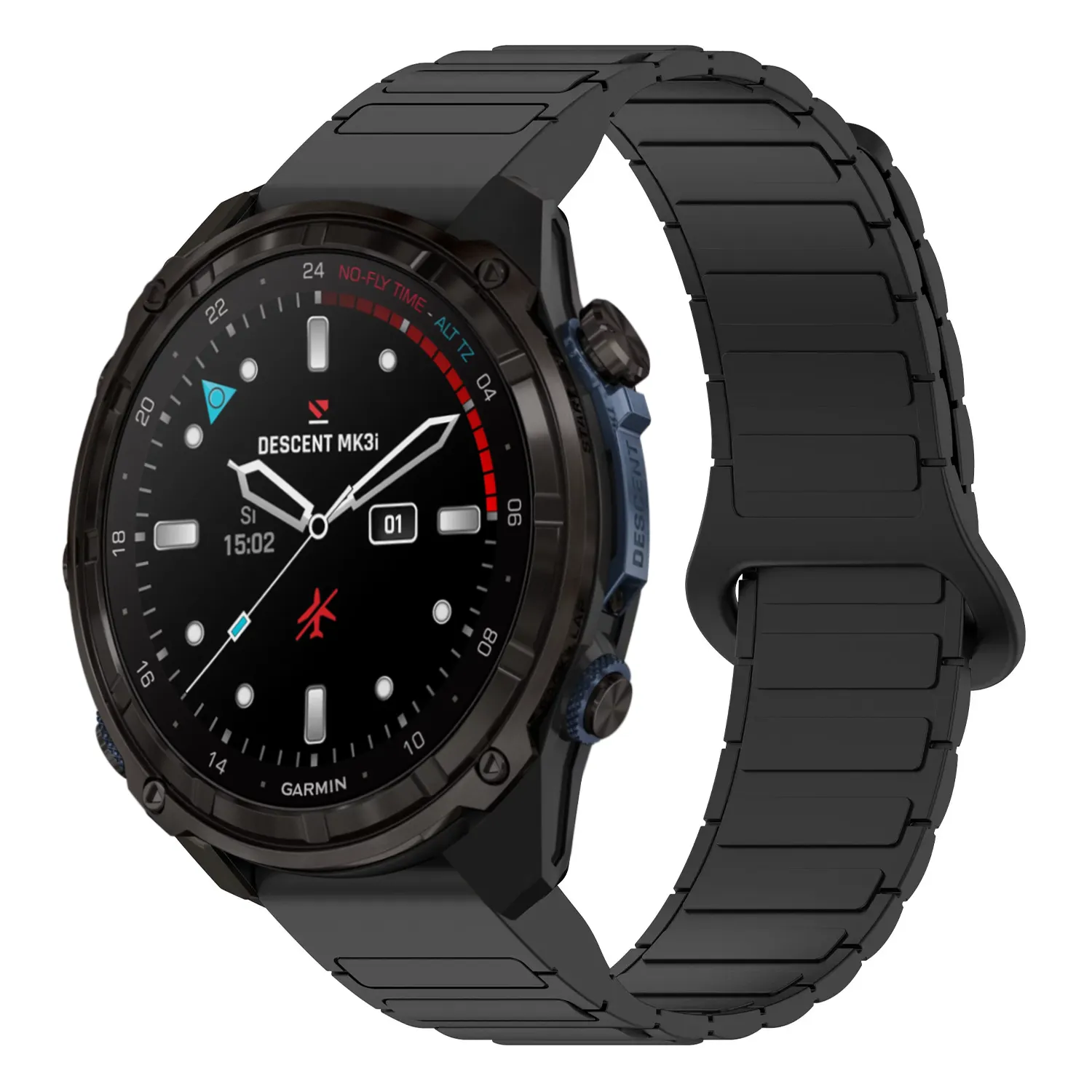 dmk3i.g.r88.1 Main Black StrapsCo MagLoop Active Watch Band Strap for Garmin Descent Mk3i – 43mm