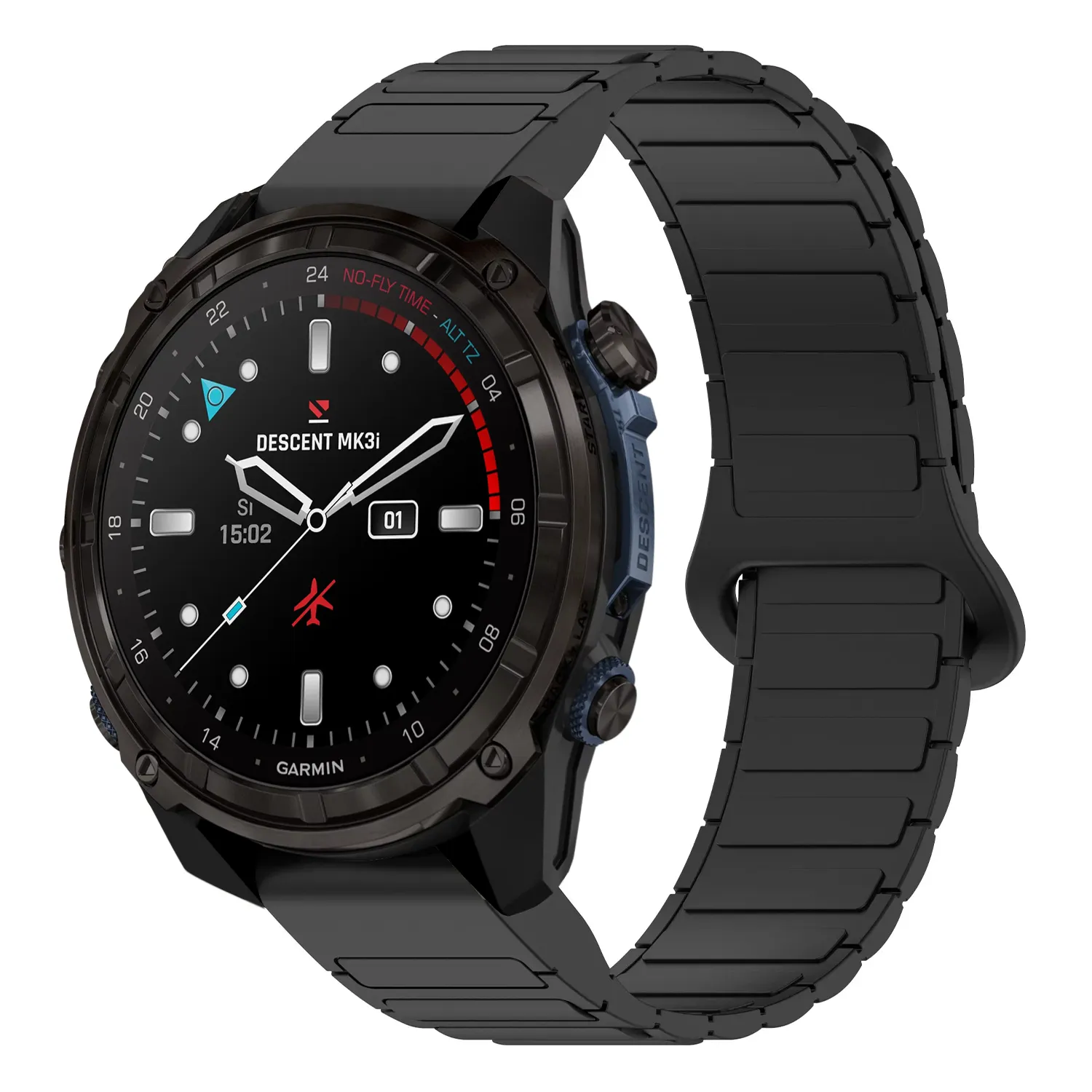 dmk3i.g.r88.1 Main Black StrapsCo MagLoop Active Watch Band Strap for Garmin Descent Mk3i – 51mm