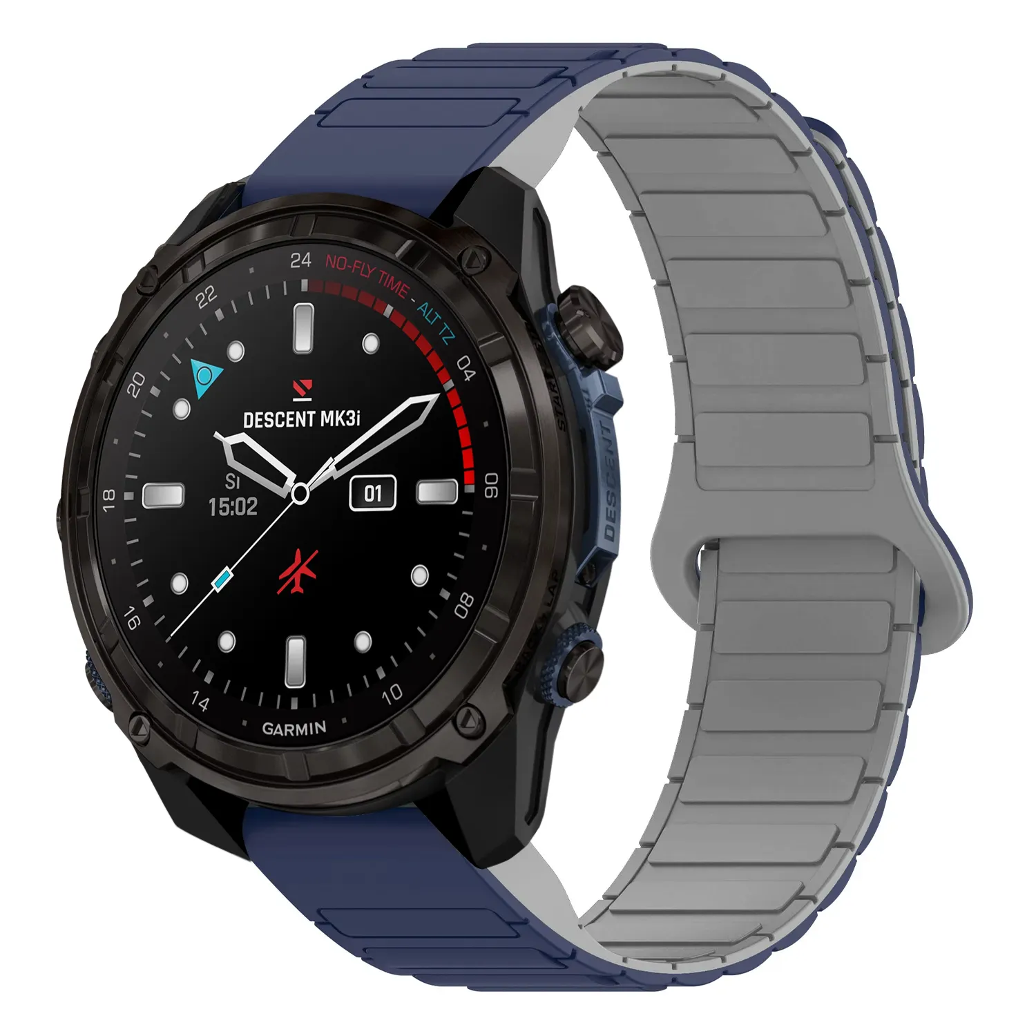 dmk3i.g.r88.5.7 Main Midnight & Grey StrapsCo MagLoop Active Watch Band Strap for Garmin Descent Mk3i – 51mm