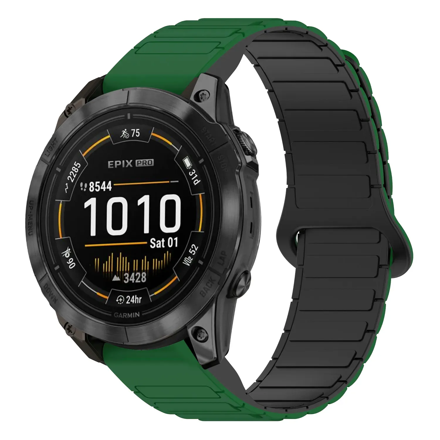 ep.g.r88.11.1 Main Green & Black StrapsCo MagLoop Active Watch Band Strap for Garmin Epix Pro – 42mm