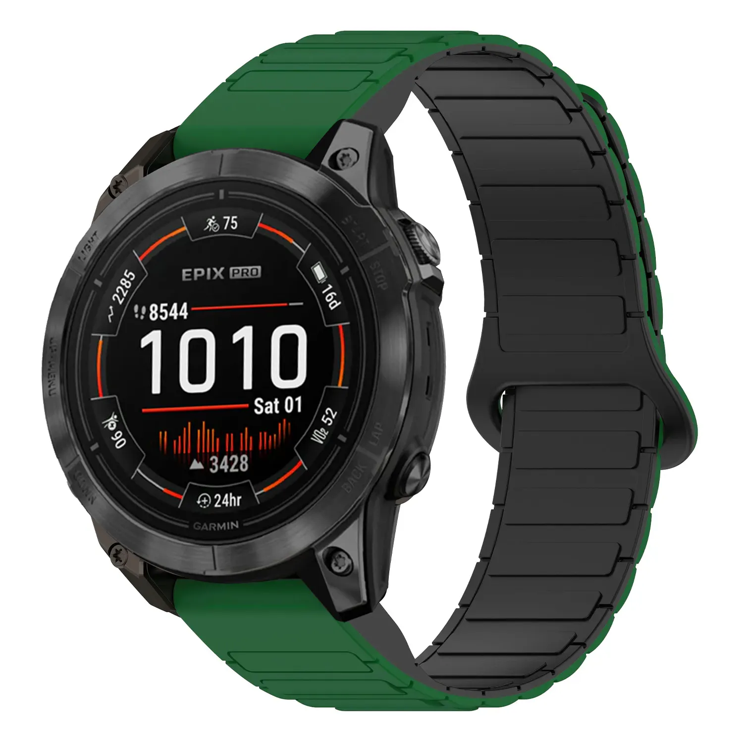 ep.g.r88.11.1 Main Green & Black StrapsCo MagLoop Active Watch Band Strap for Garmin Epix Pro – 47mm