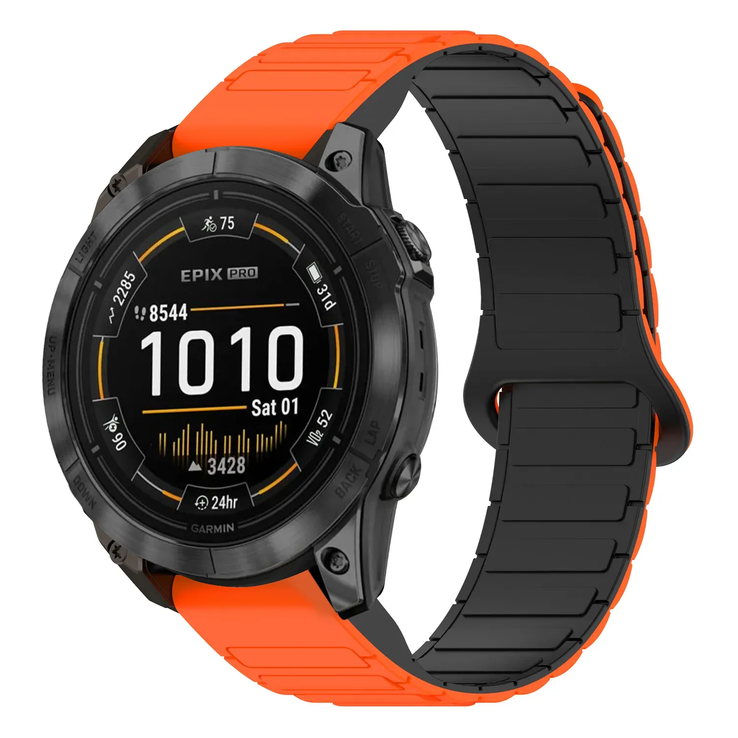 ep.g.r88.12.1 Main Orange & Black StrapsCo MagLoop Active Watch Band Strap for Garmin Epix Pro – 42mm