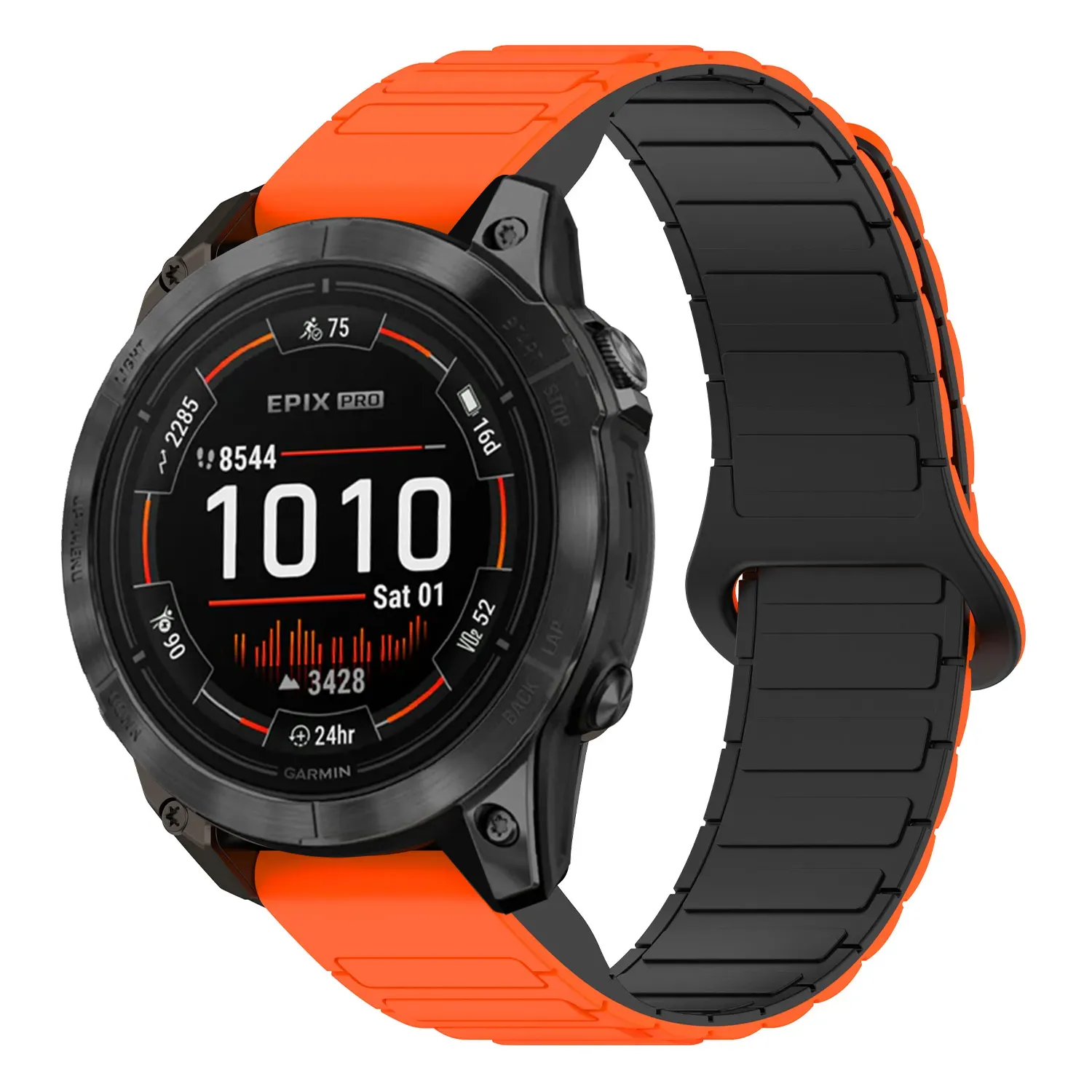 ep.g.r88.12.1 Main Orange & Black StrapsCo MagLoop Active Watch Band Strap for Garmin Epix Pro – 47mm