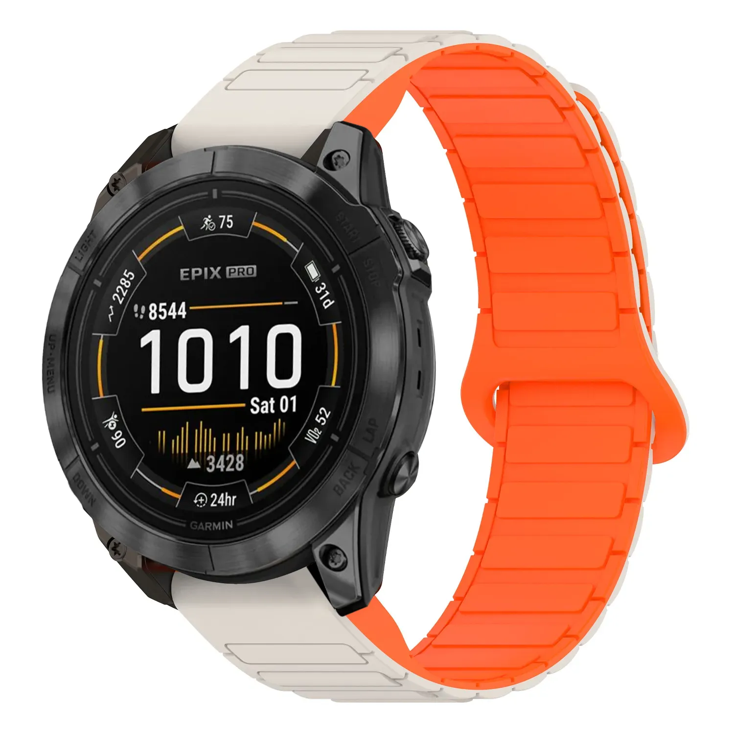 ep.g.r88.17.12 Main Beige & Orange StrapsCo MagLoop Active Watch Band Strap for Garmin Epix Pro – 42mm