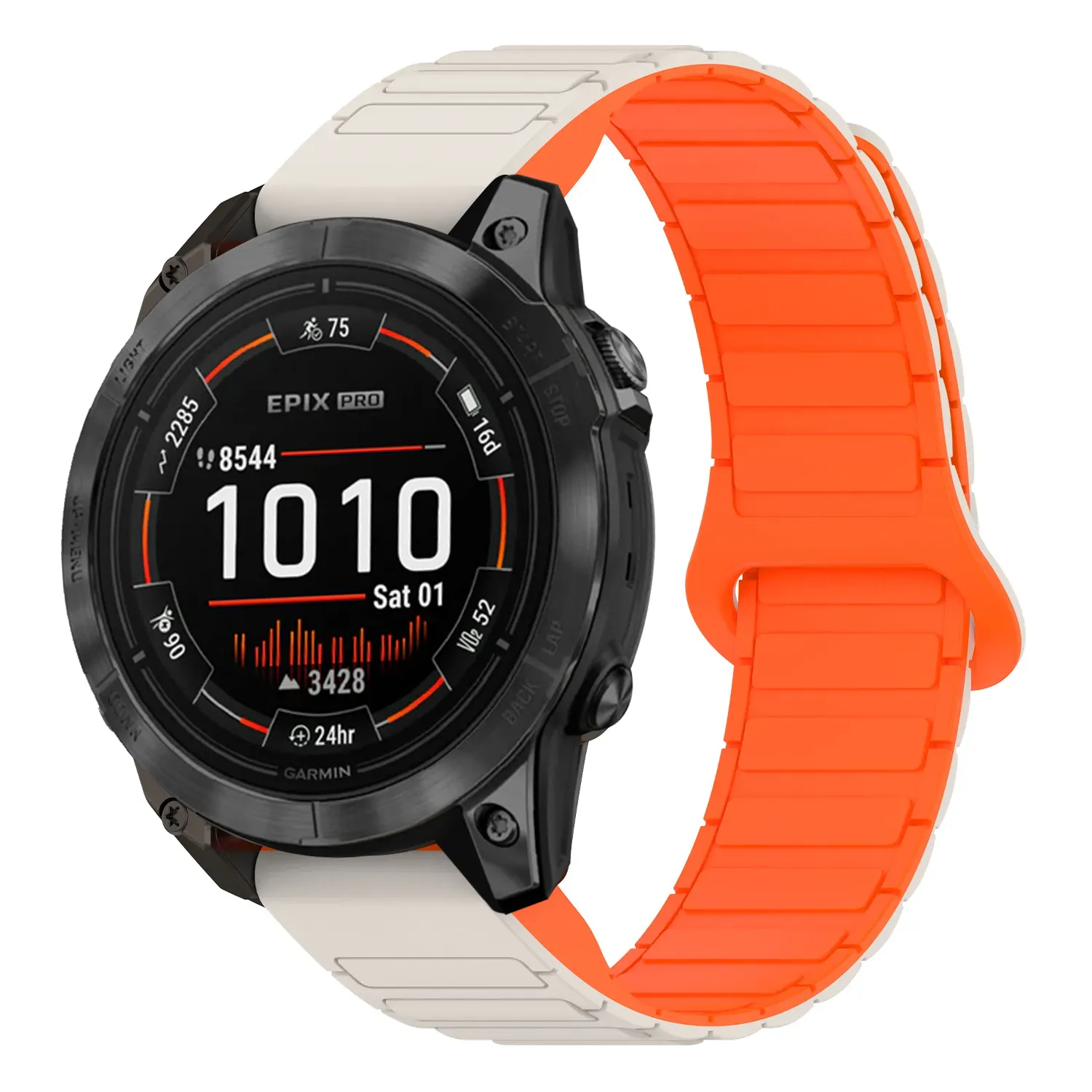 ep.g.r88.17.12 Main Beige & Orange StrapsCo MagLoop Active Watch Band Strap for Garmin Epix Pro – 47mm