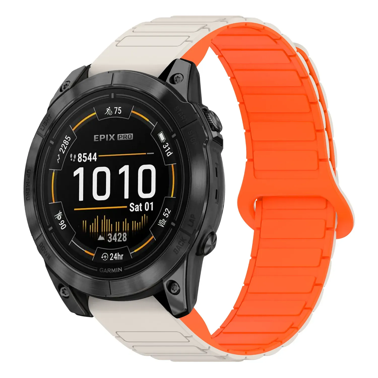 ep.g.r88.17.12 Main Beige & Orange StrapsCo MagLoop Active Watch Band Strap for Garmin Epix Pro – 51mm