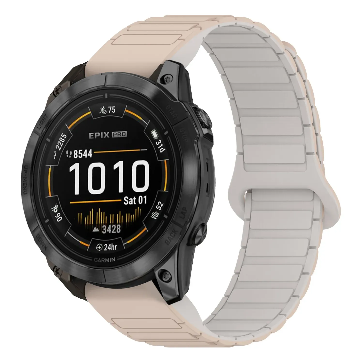 ep.g.r88.17.22 Main Beige & White StrapsCo MagLoop Active Watch Band Strap for Garmin Epix Pro – 42mm