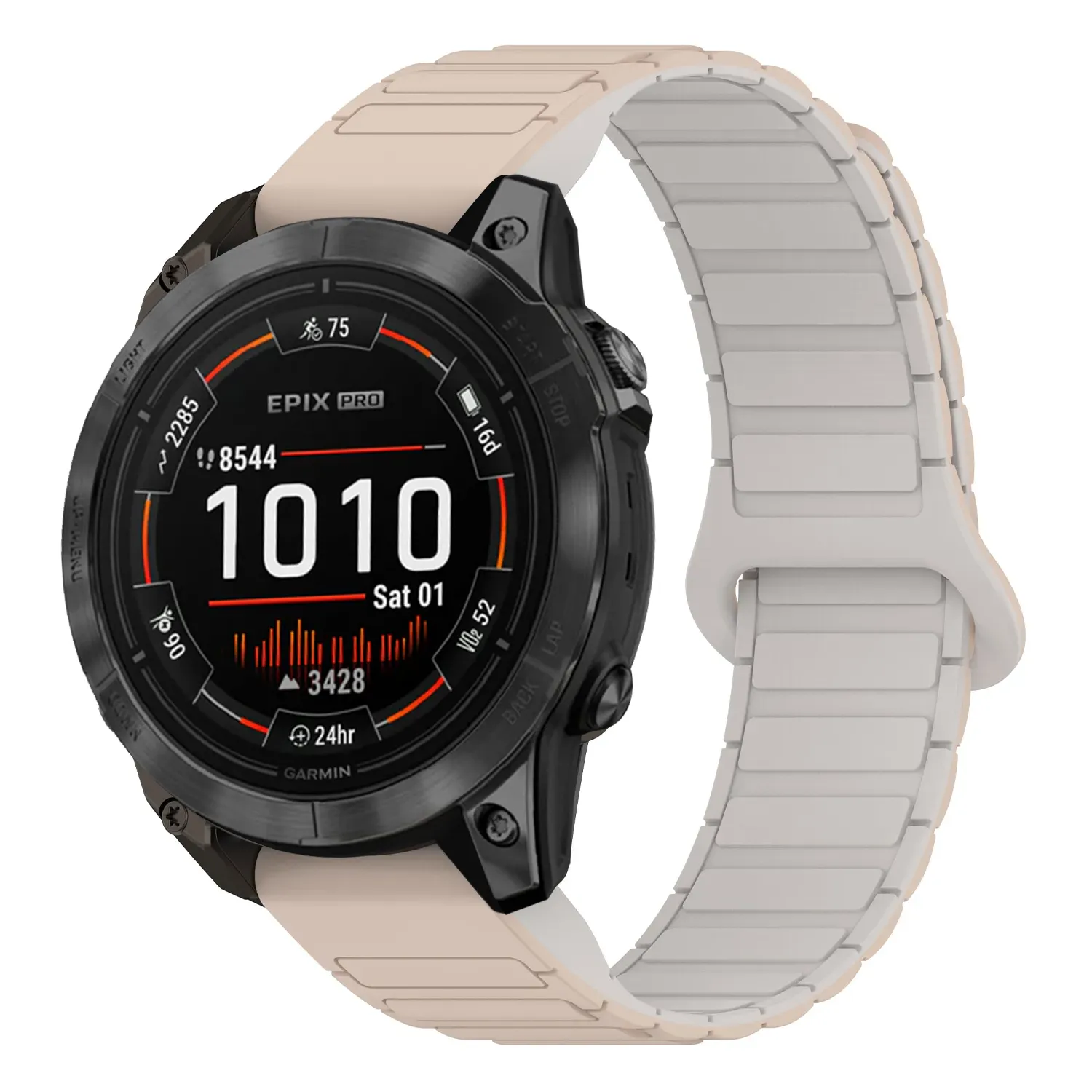 ep.g.r88.17.22 Main Beige & White StrapsCo MagLoop Active Watch Band Strap for Garmin Epix Pro – 47mm