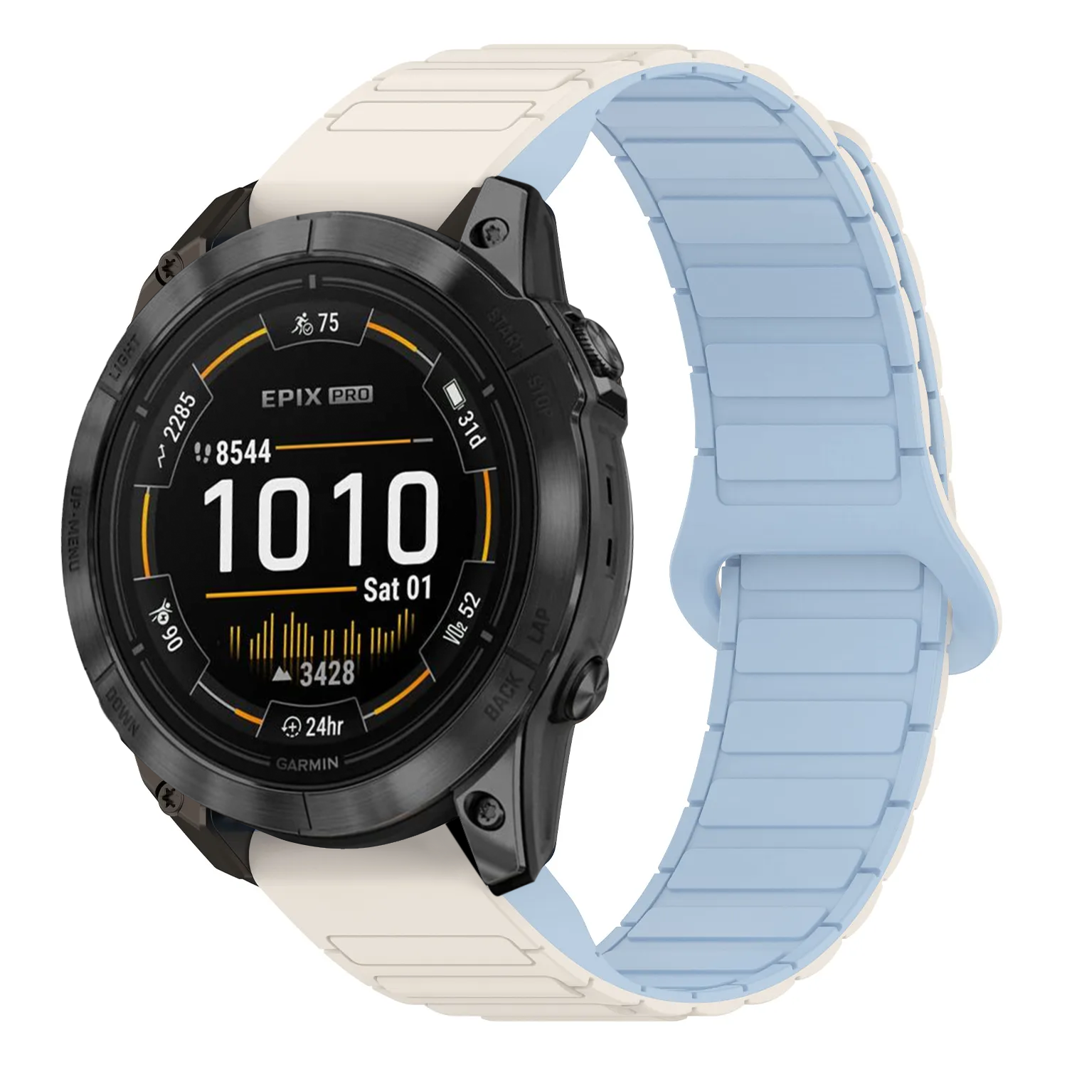 ep.g.r88.22.5 Main White & Sky StrapsCo MagLoop Active Watch Band Strap for Garmin Epix Pro – 42mm