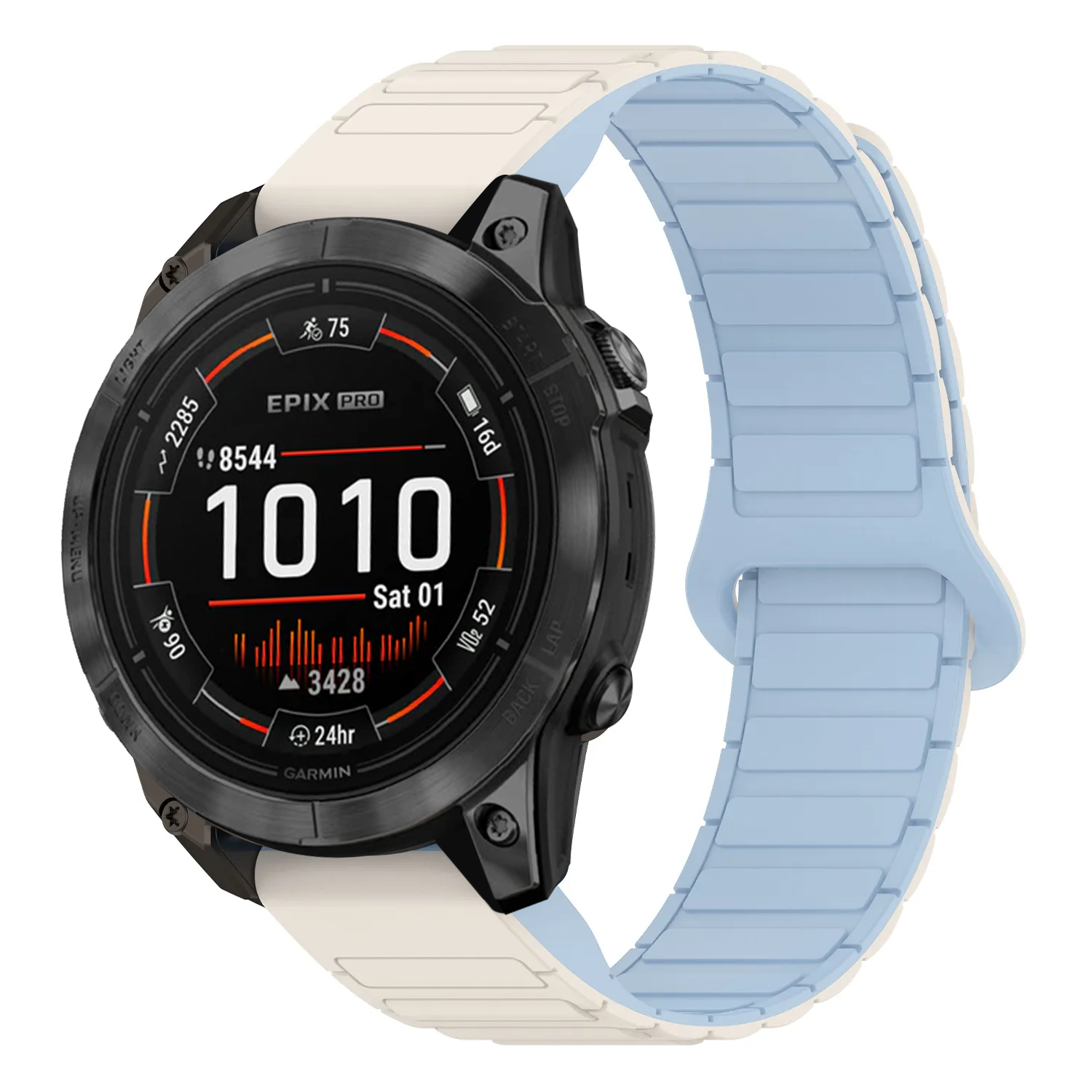 ep.g.r88.22.5 Main White & Sky StrapsCo MagLoop Active Watch Band Strap for Garmin Epix Pro – 47mm