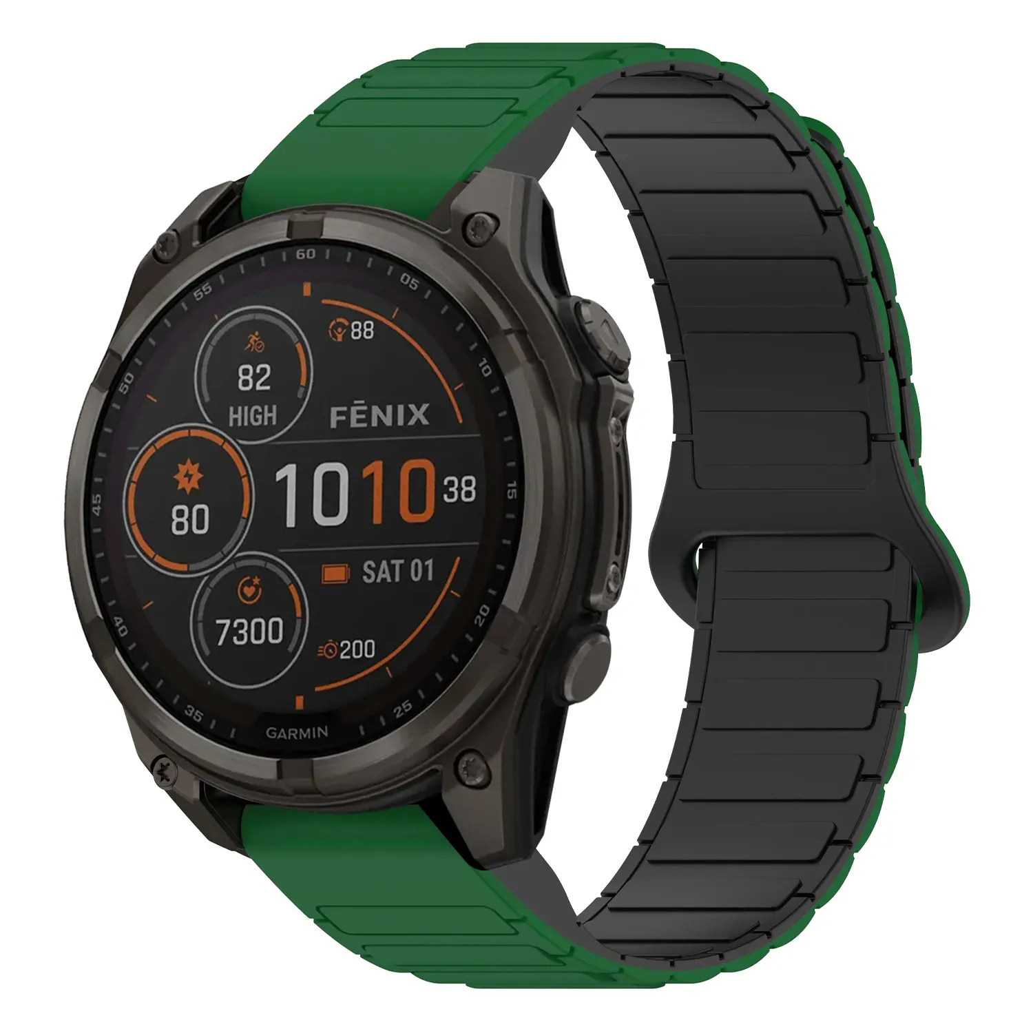 f8.g.r88.11.1 Main Green & Black StrapsCo MagLoop Active Watch Band Strap for Garmin Fenix 8 & 8 Pro – 47mm