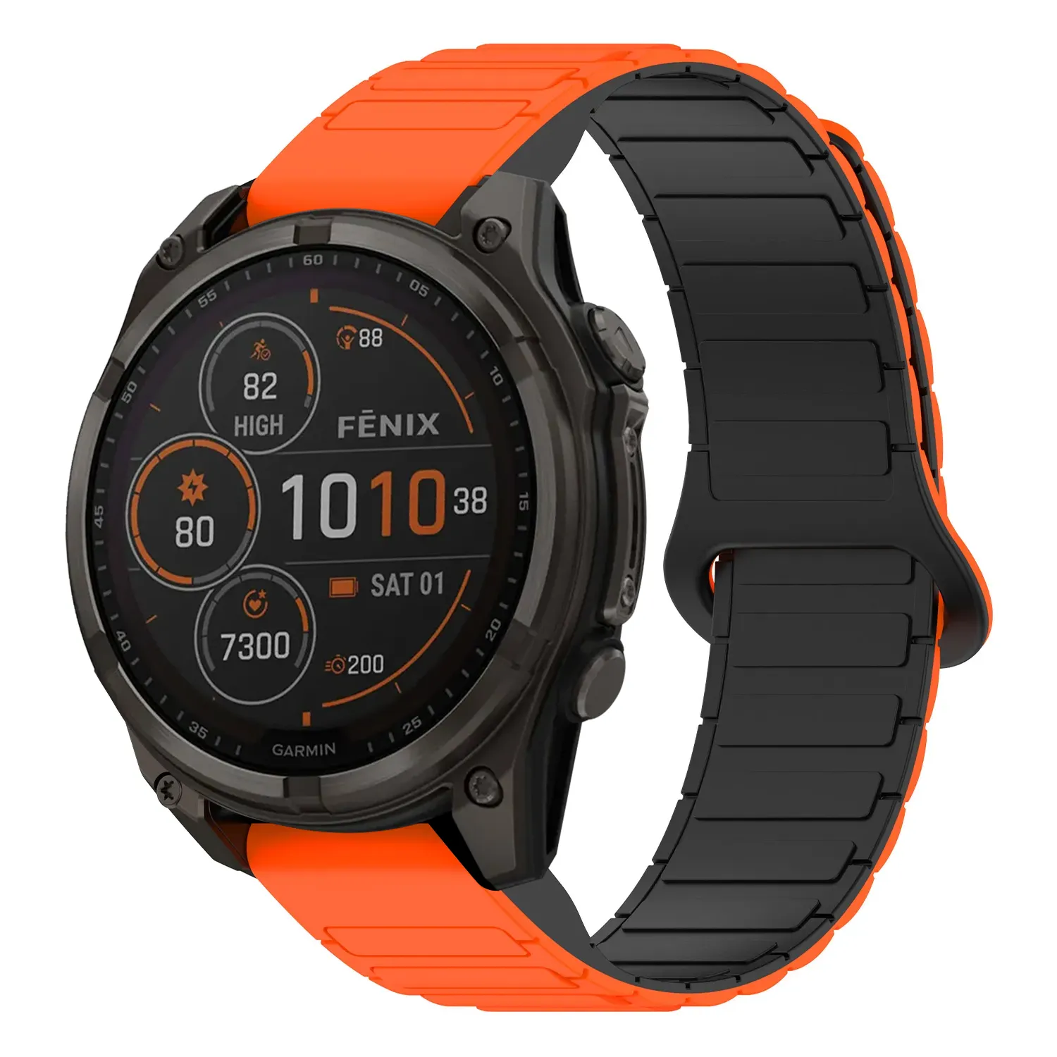 f8.g.r88.12.1 Main Orange & Black StrapsCo MagLoop Active Watch Band Strap for Garmin Fenix 8 & 8 Pro – 47mm