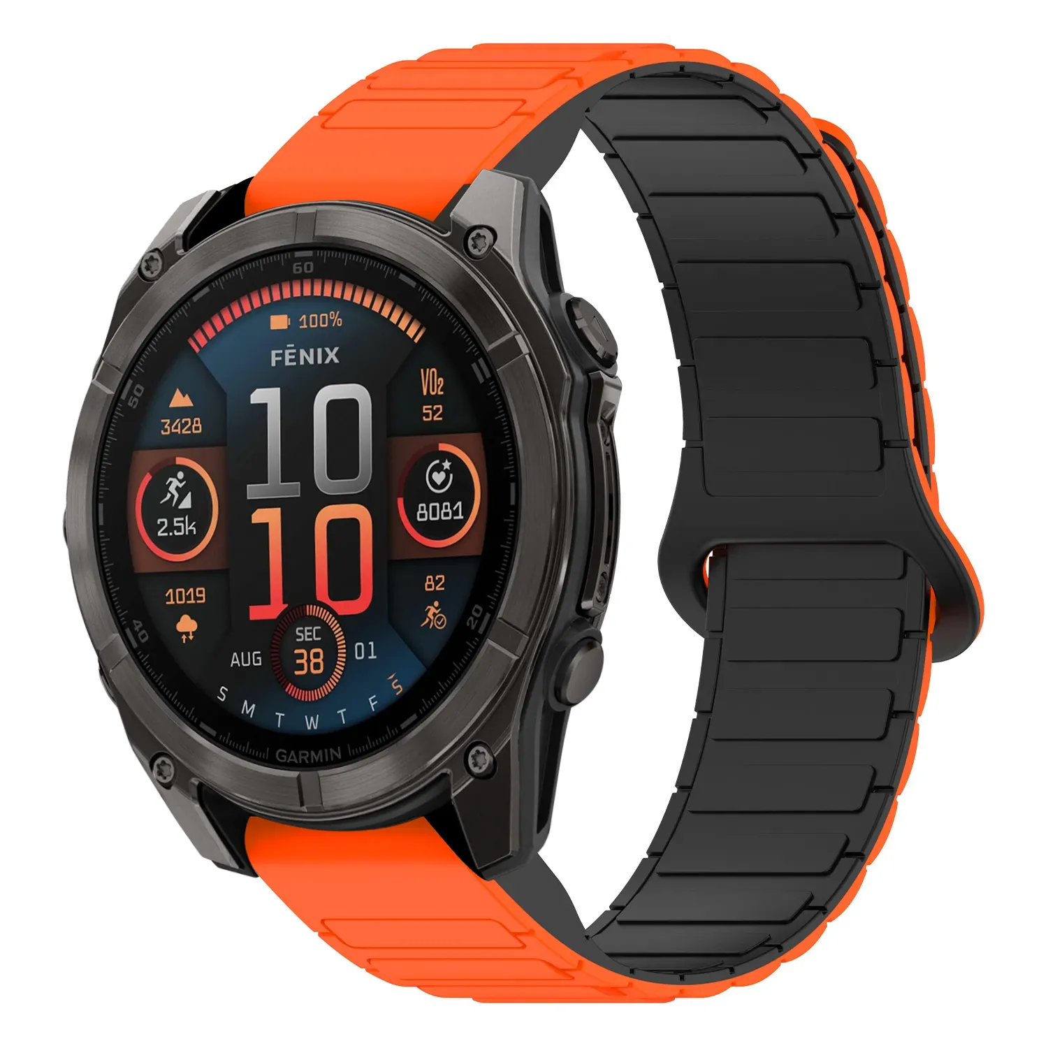 f8.g.r88.12.1 Main Orange & Black StrapsCo MagLoop Active Watch Band Strap for Garmin Fenix 8 & 8 Pro – 51mm