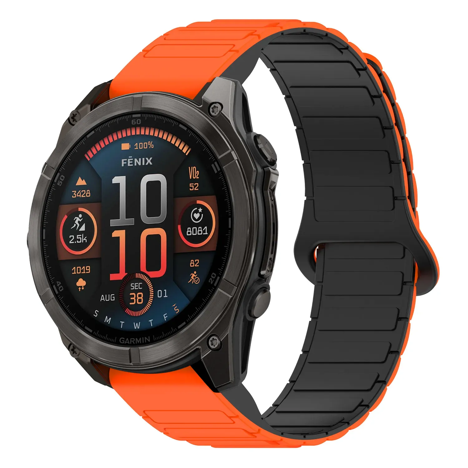 f8.g.r88.12.1 Main Orange & Black StrapsCo MagLoop Active Watch Band Strap for Garmin Fenix 8 – 43mm