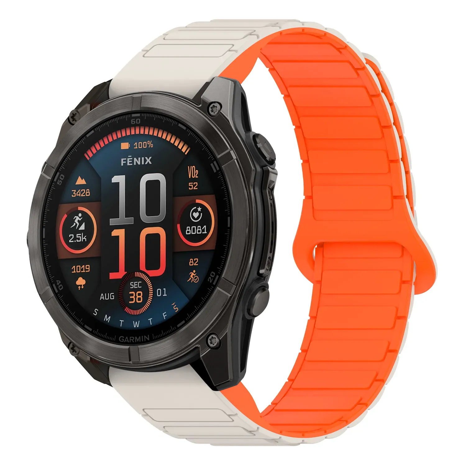 f8.g.r88.17.12 Main Beige & Orange StrapsCo MagLoop Active Watch Band Strap for Garmin Fenix 8 – 43mm