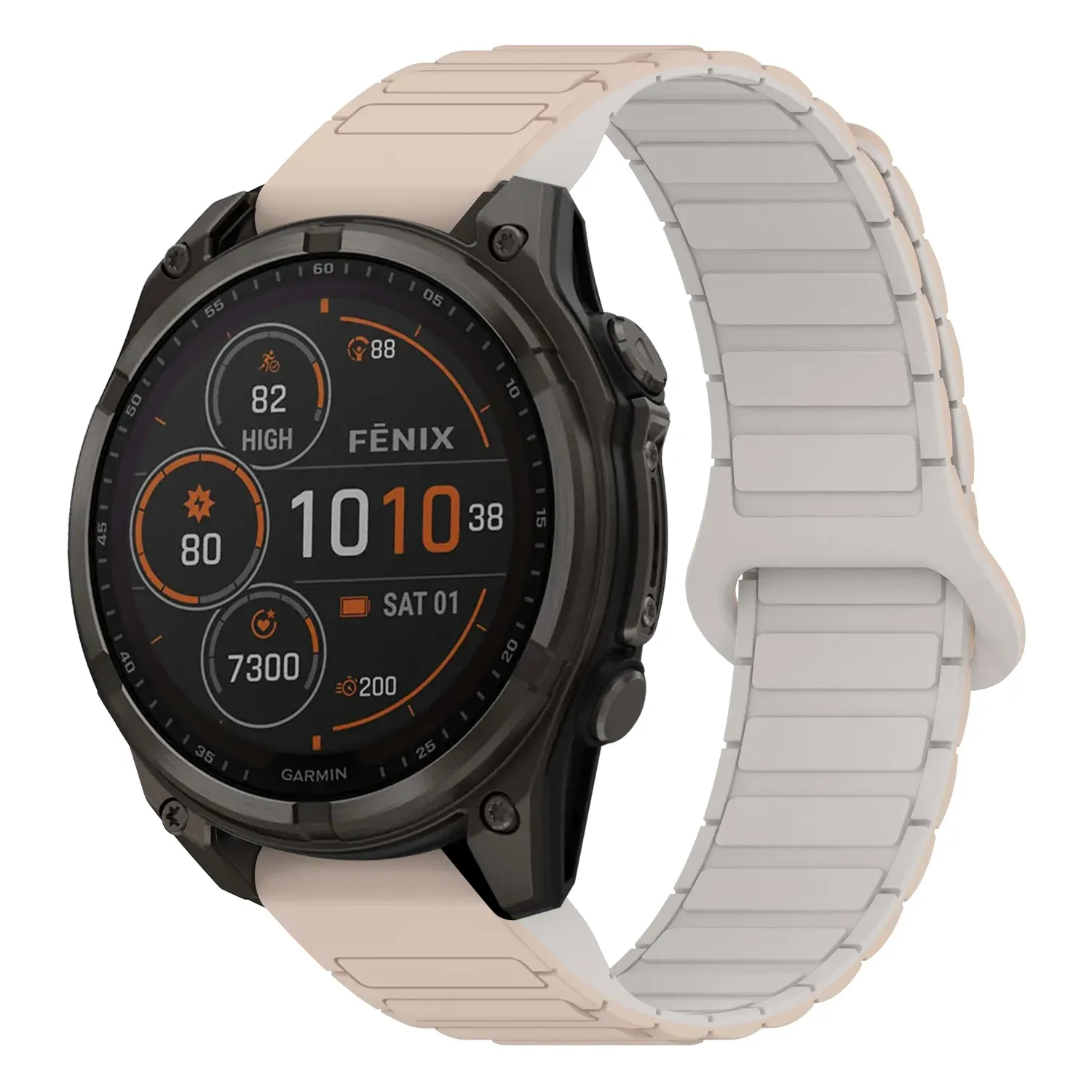 f8.g.r88.17.22 Main Beige & White StrapsCo MagLoop Active Watch Band Strap for Garmin Fenix 8 & 8 Pro – 47mm