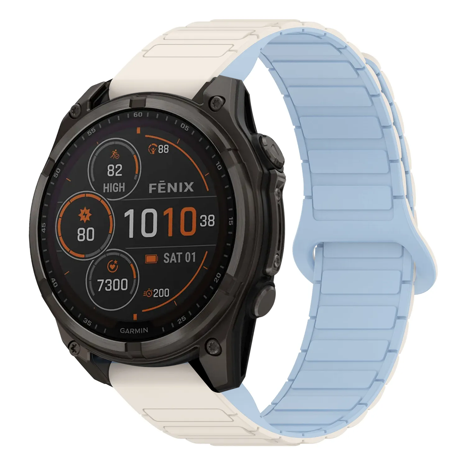 f8.g.r88.22.5 Main White & Sky StrapsCo MagLoop Active Watch Band Strap for Garmin Fenix 8 & 8 Pro – 47mm