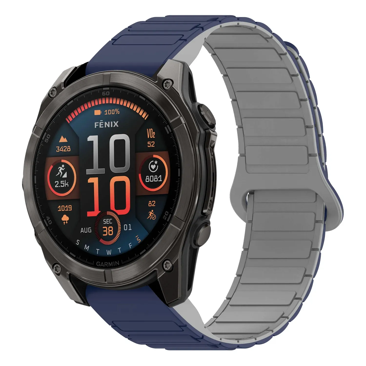 f8.g.r88.5.7 Main Midnight & Grey StrapsCo MagLoop Active Watch Band Strap for Garmin Fenix 8 & 8 Pro – 51mm