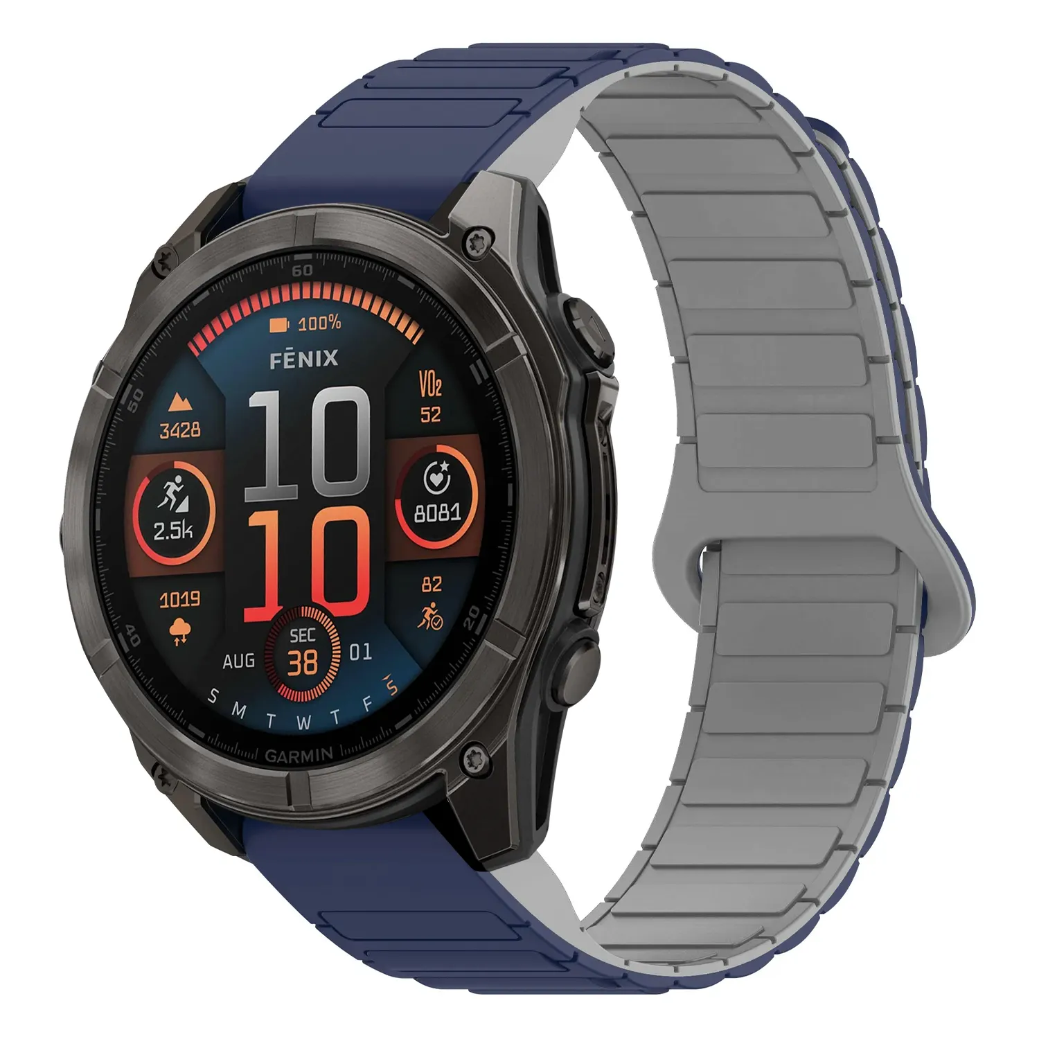 f8.g.r88.5.7 Main Midnight & Grey StrapsCo MagLoop Active Watch Band Strap for Garmin Fenix 8 – 43mm