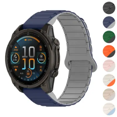 MagLoop Active Strap for Garmin Watches in various colors. Available in sizes L, M, and S. Designed for comfort and style during workouts and daily activities