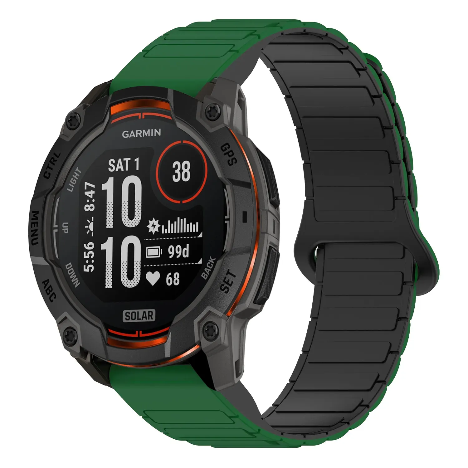 i3.g.r88.11.1 Main Green & Black StrapsCo MagLoop Active Watch Band Strap for Garmin Instinct 3 – 50mm