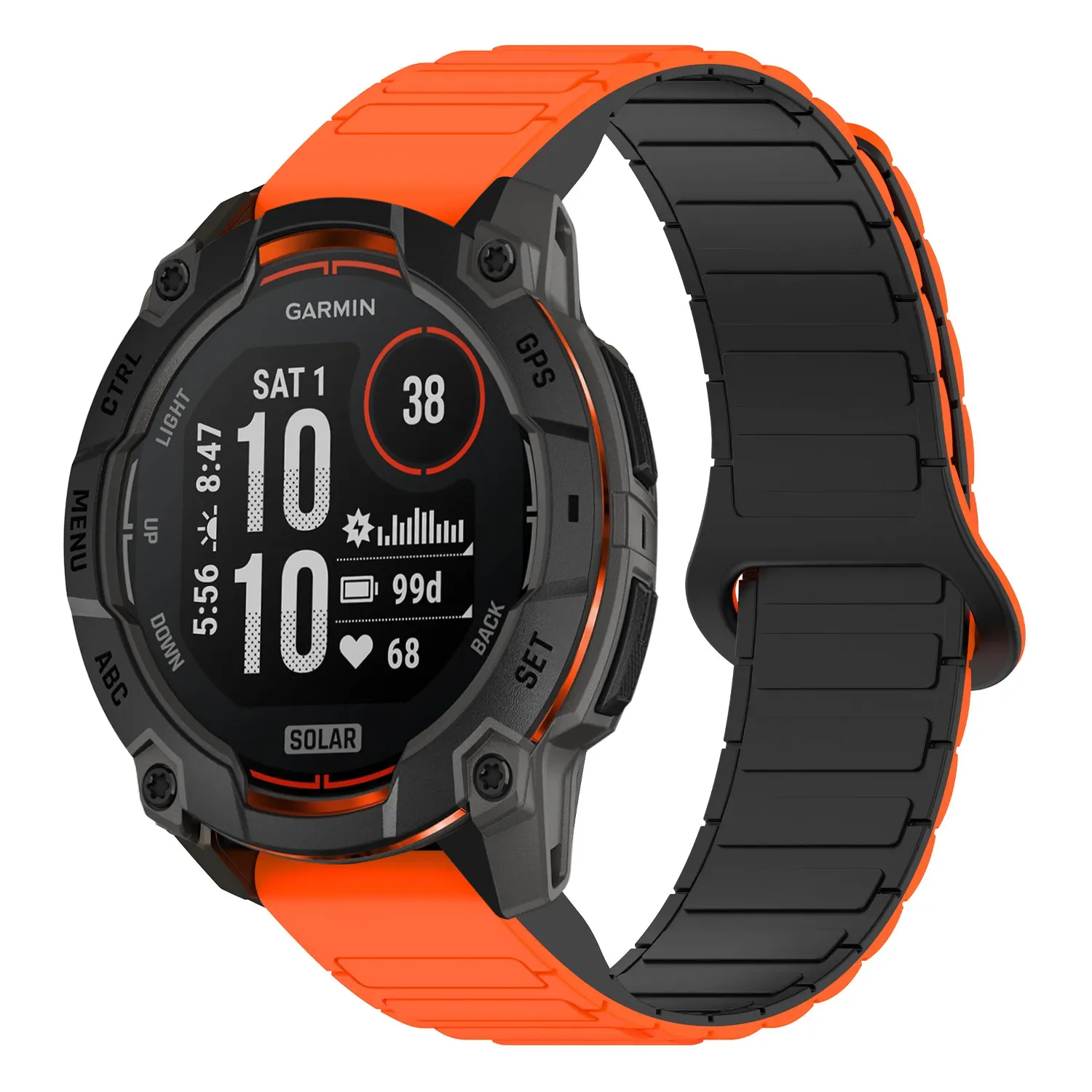 i3.g.r88.12.1 Main Orange & Black StrapsCo MagLoop Active Watch Band Strap for Garmin Instinct 3 – 45mm