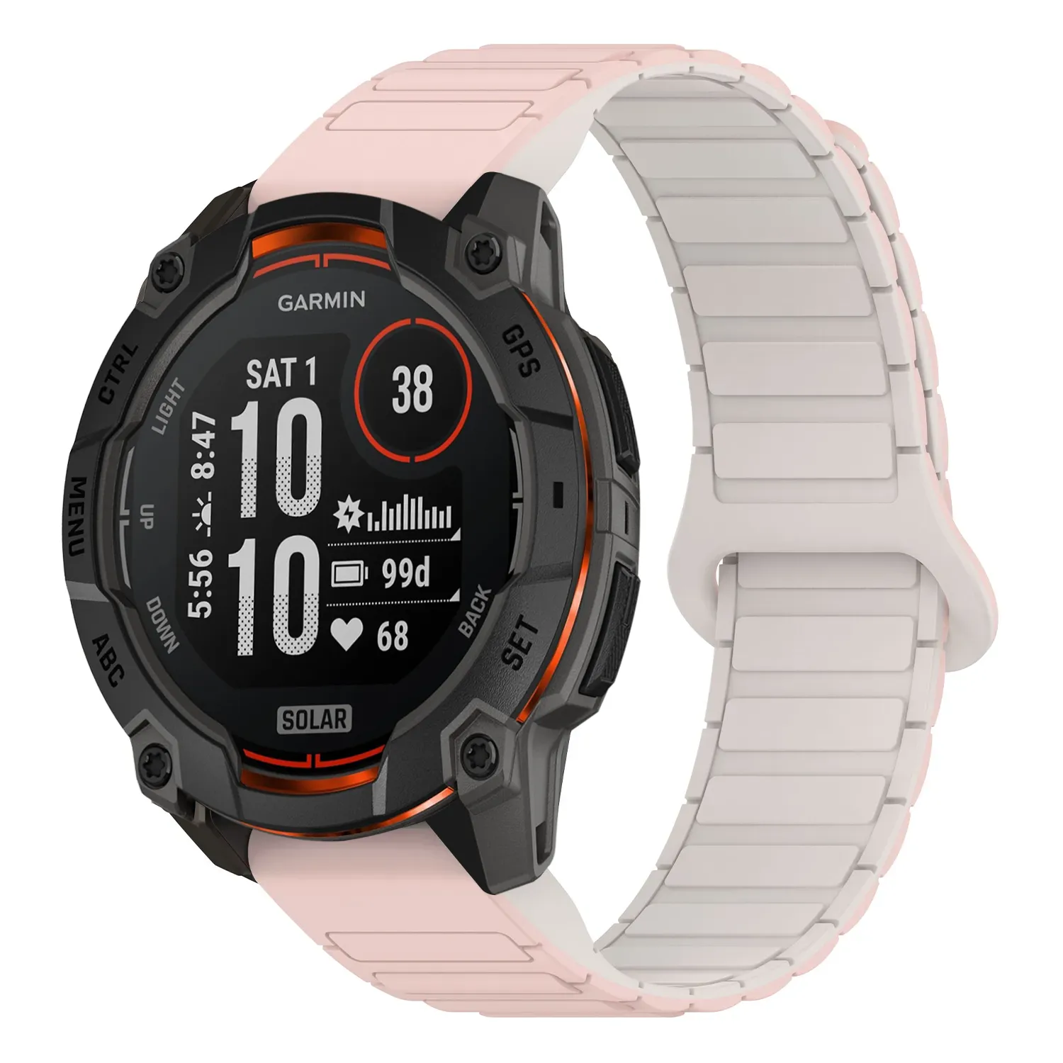 i3.g.r88.13.17 Main Pink & Beige StrapsCo MagLoop Active Watch Band Strap for Garmin Instinct 3 – 45mm