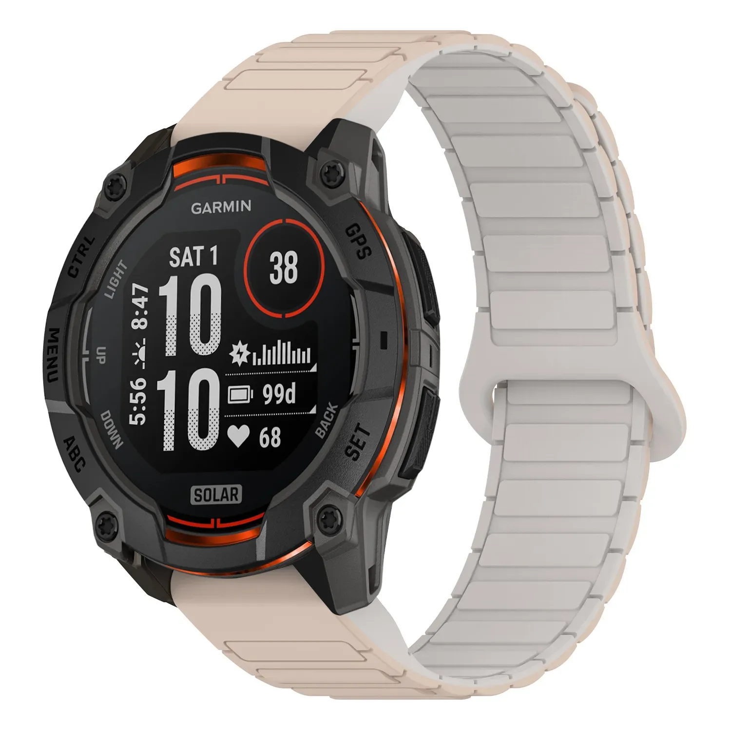 i3.g.r88.17.22 Main Beige & White StrapsCo MagLoop Active Watch Band Strap for Garmin Instinct 3 – 45mm