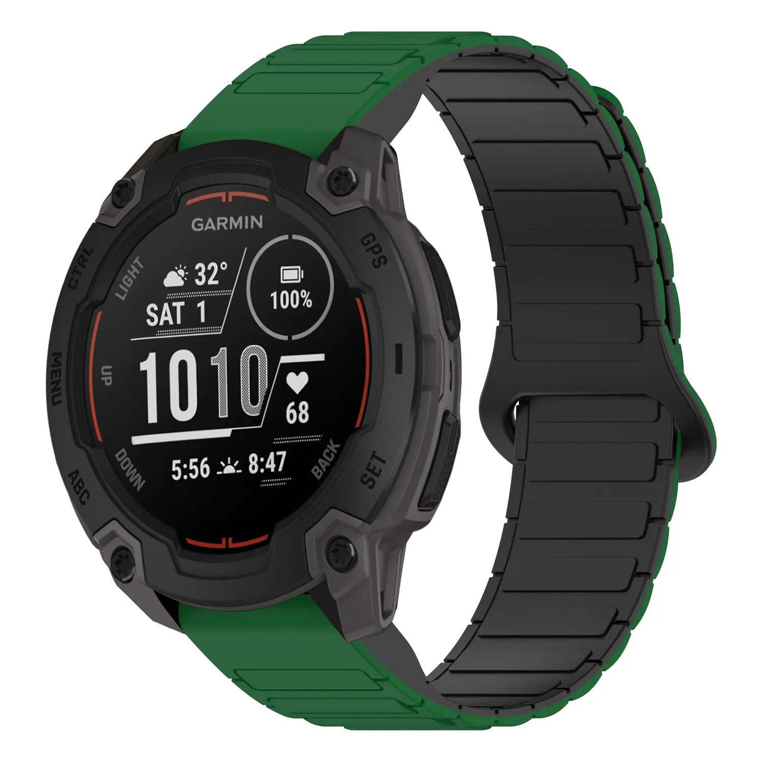 ie.g.r88.11.1 Main Green & Black StrapsCo MagLoop Active Watch Band Strap for Garmin Instinct E – 40mm