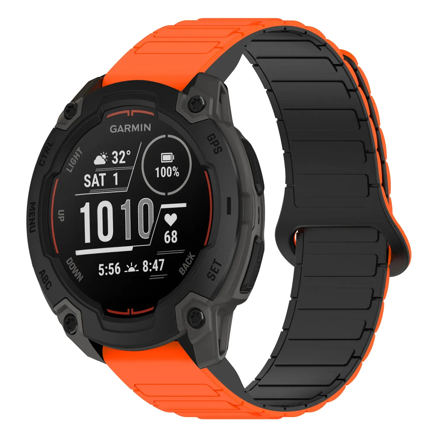 ie.g.r88.12.1 Main Orange & Black StrapsCo MagLoop Active Watch Band Strap for Garmin Instinct E – 40mm
