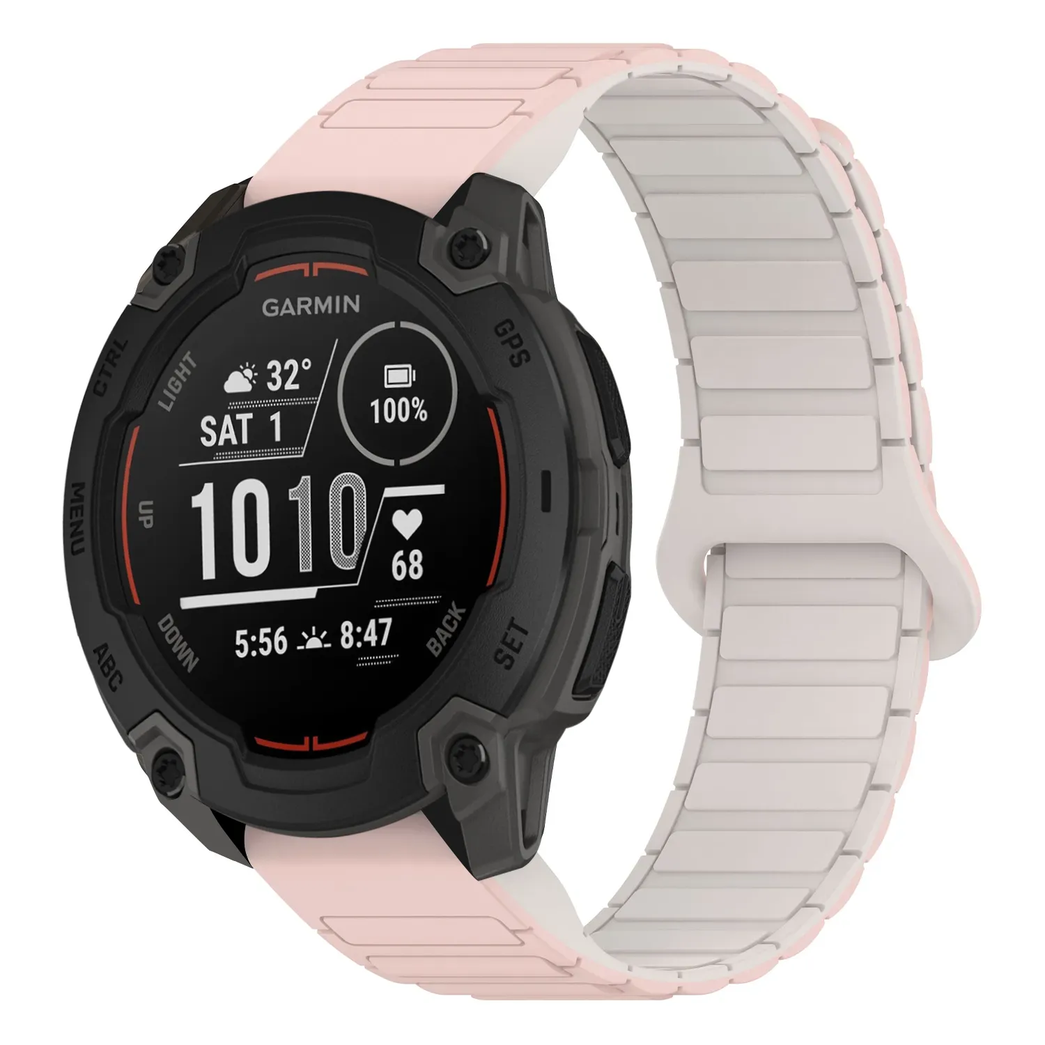 ie.g.r88.13.17 Main Pink & Beige StrapsCo MagLoop Active Watch Band Strap for Garmin Instinct E – 40mm